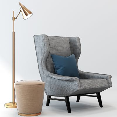 现代布艺休闲椅休闲沙发圆几组合