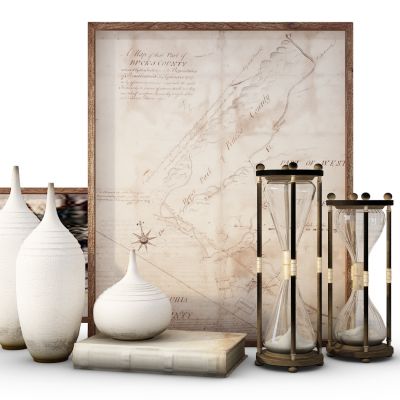 现代器皿沙漏画框装饰品组合