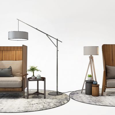 新中式休闲沙发圆几组合