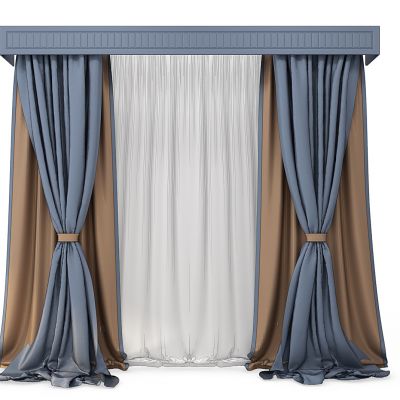 现代布艺双层窗帘