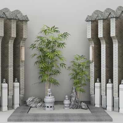 中式墙造型石狮子