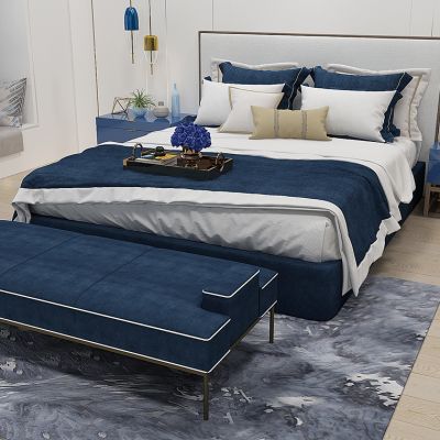 新中式床床头柜床尾榻3D模型