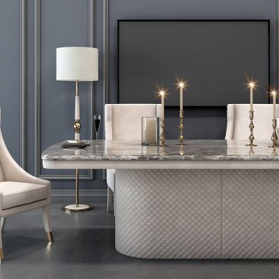 欧式餐桌椅装饰品电视机组合