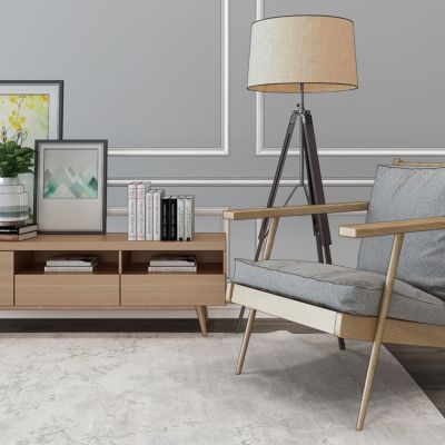 北欧电视柜休闲椅落地灯