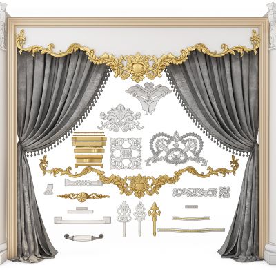 欧式雕花窗帘组合