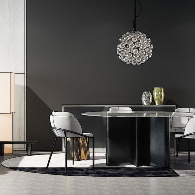 现代餐桌椅吊灯组合