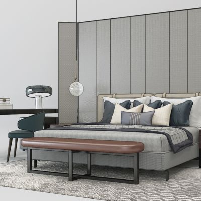 现代轻奢床写字台