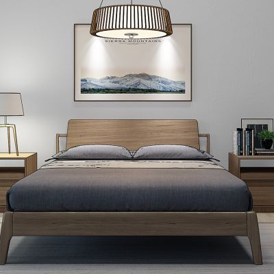 新中式床床头柜吊灯组合