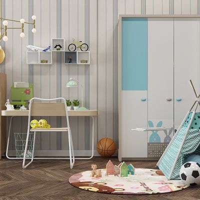 北欧儿童房书桌椅书柜帐篷足球篮球