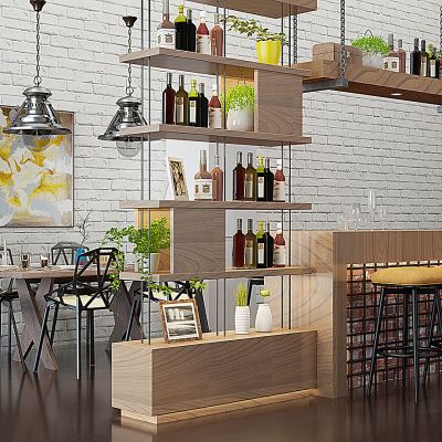 工业风餐桌椅吊灯酒柜酒架吧凳