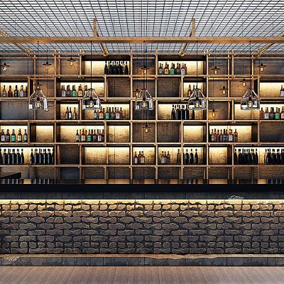 工业风酒吧台酒柜吊灯