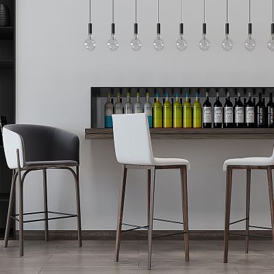 现代吧椅酒瓶吊灯组合