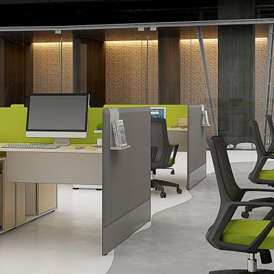 现代办公桌椅工位组合