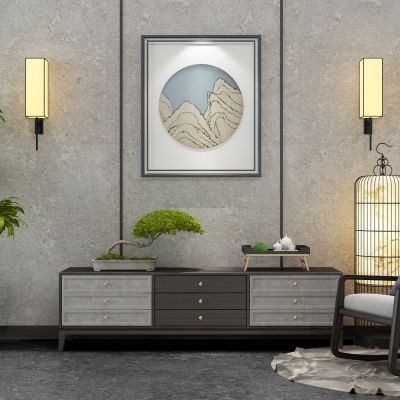 新中式电视柜摇椅子组合