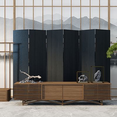 新中式电视柜摆件饰品植物