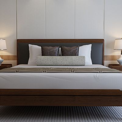 新中式双人床台灯3D模型