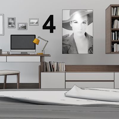 现代书桌椅写字台