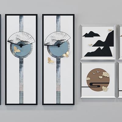 新中式立体挂画组合