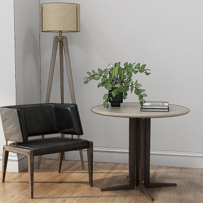 北欧休闲椅边几落地灯组合