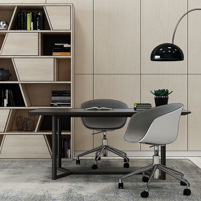 现代书桌书柜落地灯办公椅