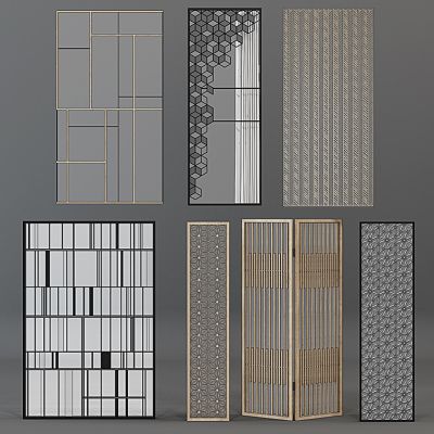 现代隔断屏风花格组合