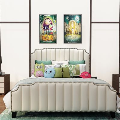 欧式床床头柜挂画组合