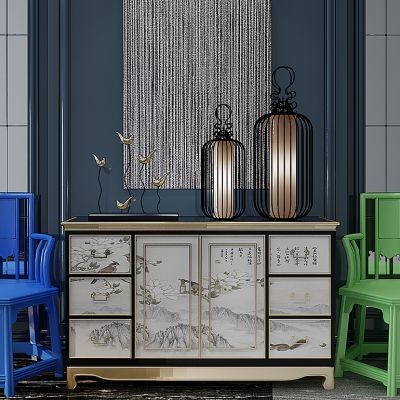 新中式装饰柜单人椅边柜玄关柜