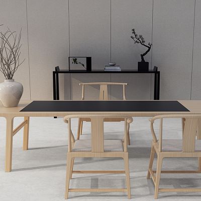 新中式书桌椅子玄关柜陶罐