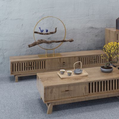 新中式电视柜子落地灯摆件