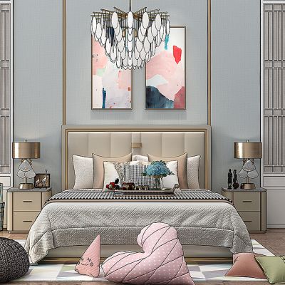 欧式床儿童床床头柜台灯