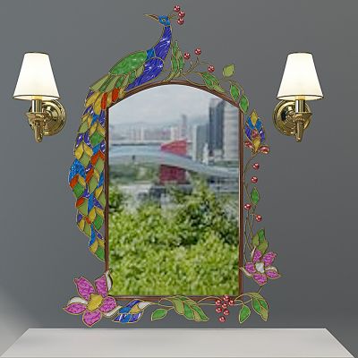 新古典孔雀田园装饰镜子园镜子