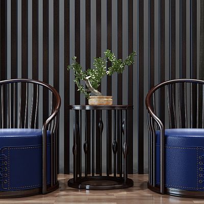 新中式实木休闲椅圆几边几组合