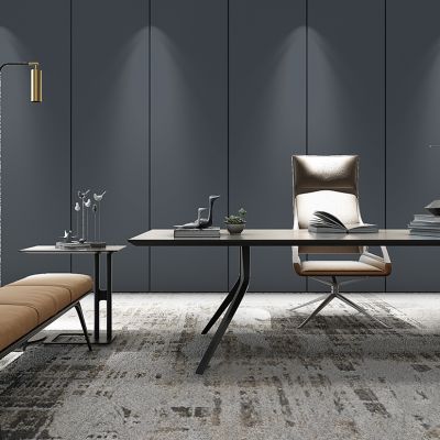 现代书房桌椅边几