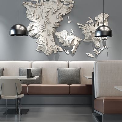 现代餐饮空间卡座墙饰