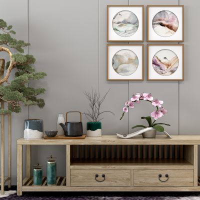 新中式盆栽电视柜摆件饰品