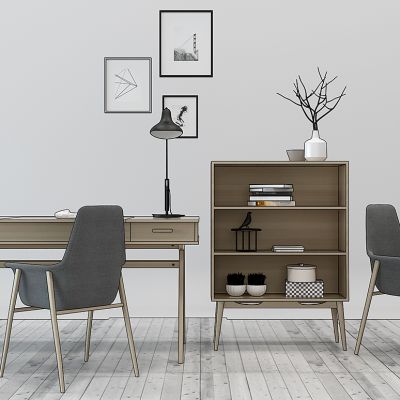 北欧书桌椅边柜组合