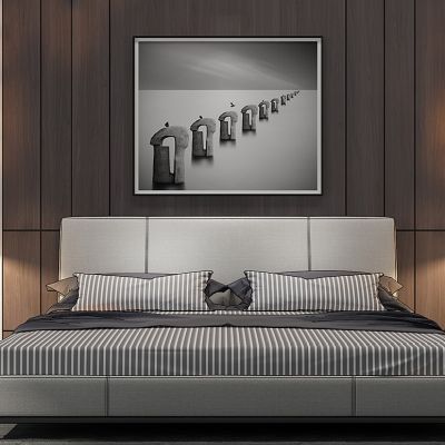 新中式床床头柜组合