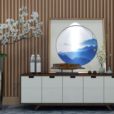 新中式电视柜装饰柜花瓶植物盆栽摆件