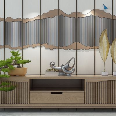 新中式电视柜摆件组合