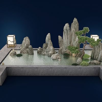 中式水景假山落地灯