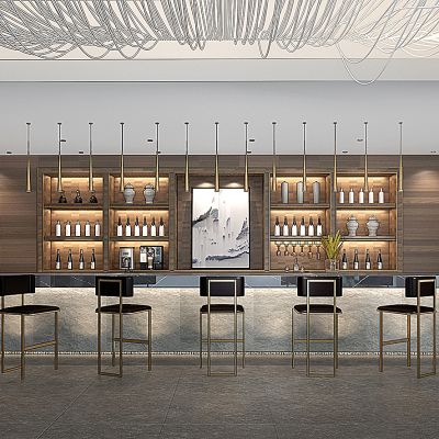 新中式吧台吧椅酒柜酒吧台