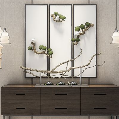 中式饰品摆件陈设品立体画吊灯