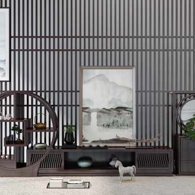 新中式电视柜博古架摆件