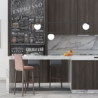 现代吧台吧椅组合橱柜