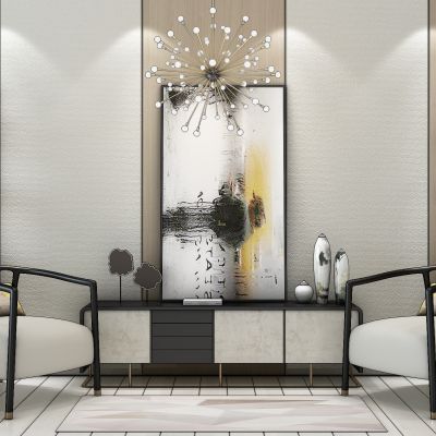 新中式电视柜单椅鼓凳组合