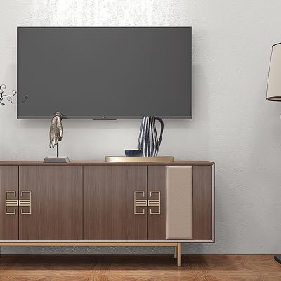 新中式电视柜落地灯花瓶组合