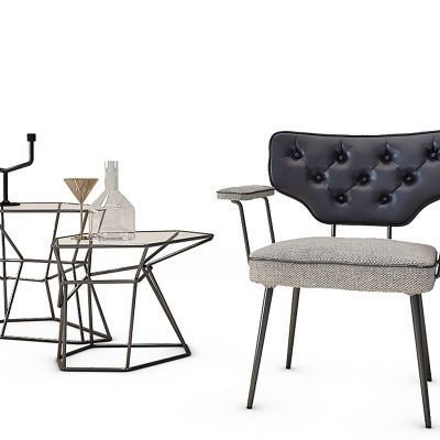 现代休闲椅子边几组合