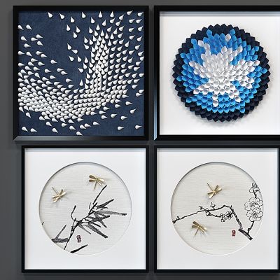 新中式立体挂画组合