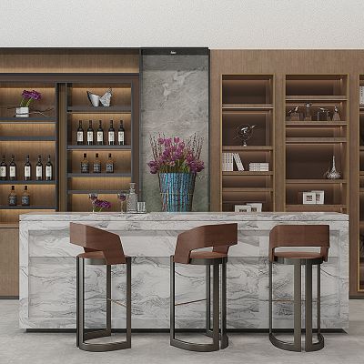 现代吧台吧椅酒柜