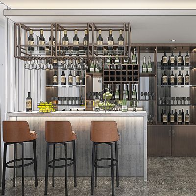 现代吧台吧椅酒柜酒架